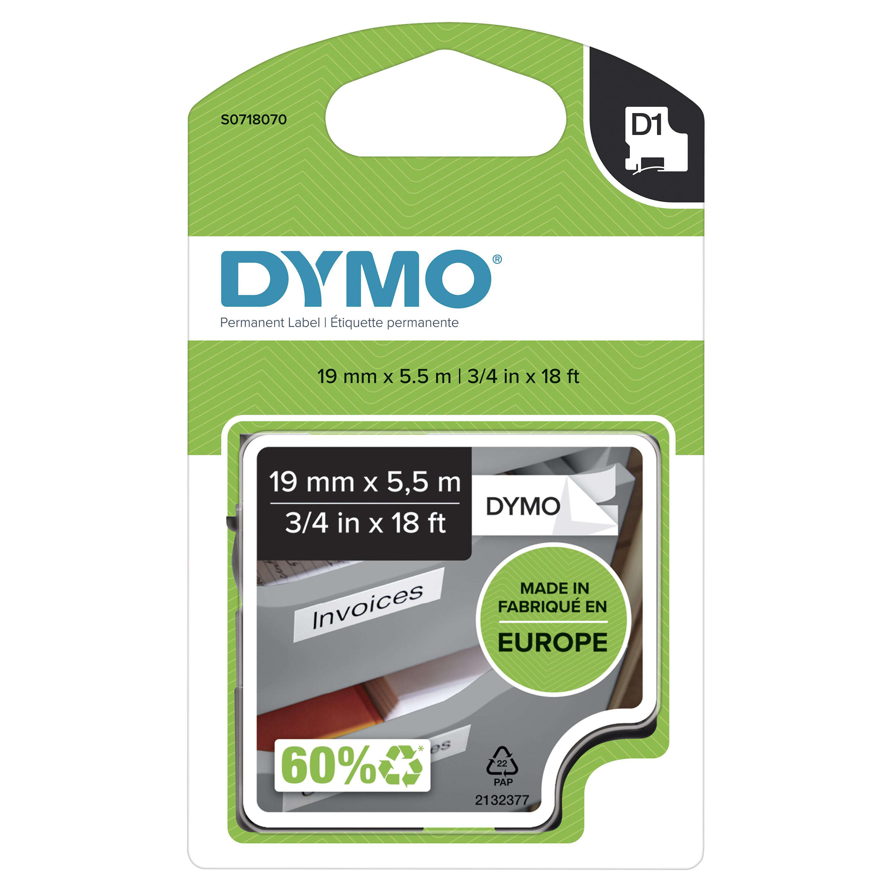 DYMO D1 Polyesterband 16956 19mmx5.5m schwarz->weiß