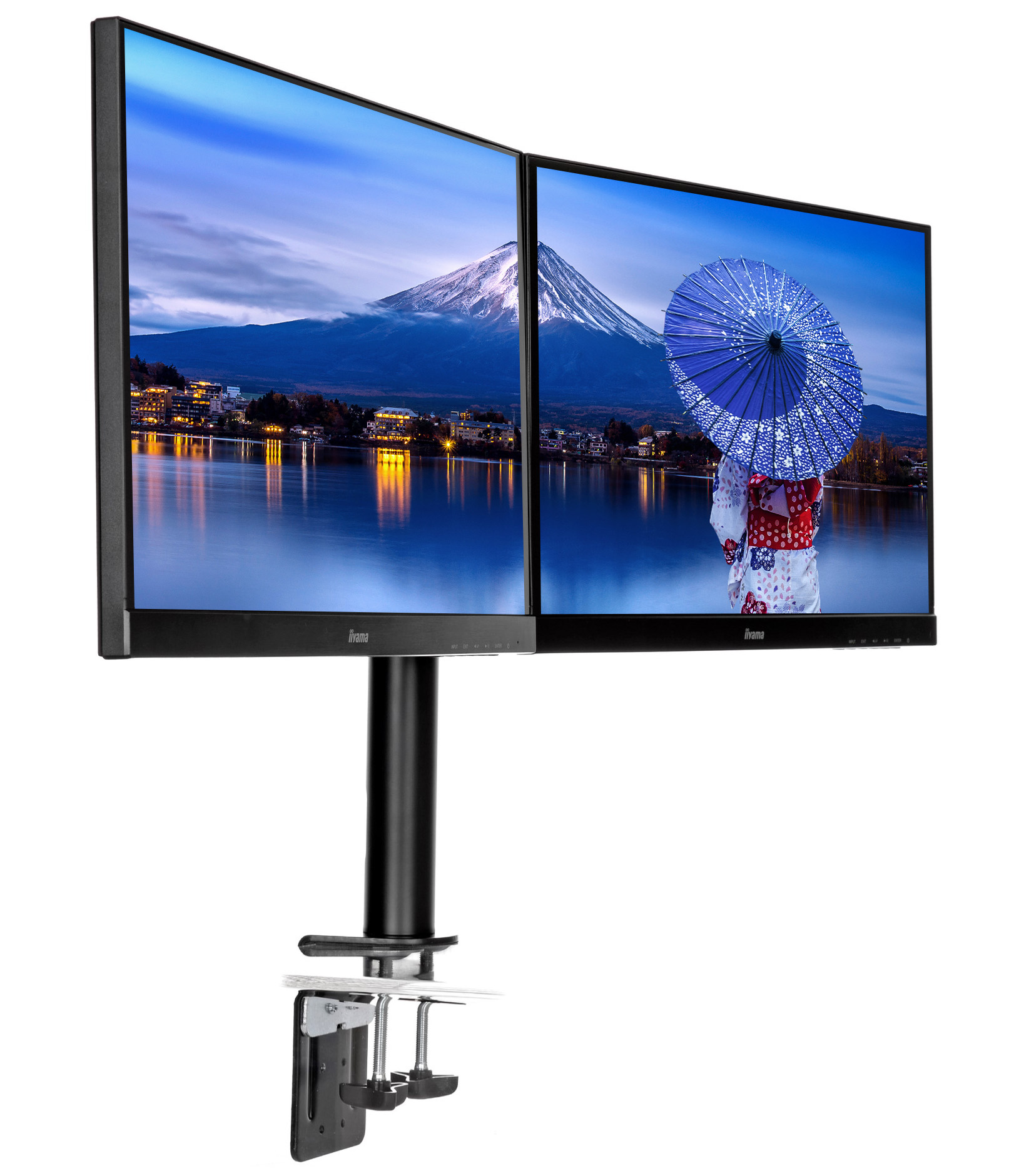 Z Iiyama DS1002C-B1 Dual-Monitor Klemmhalterung 75x75 / 100x100 VESA