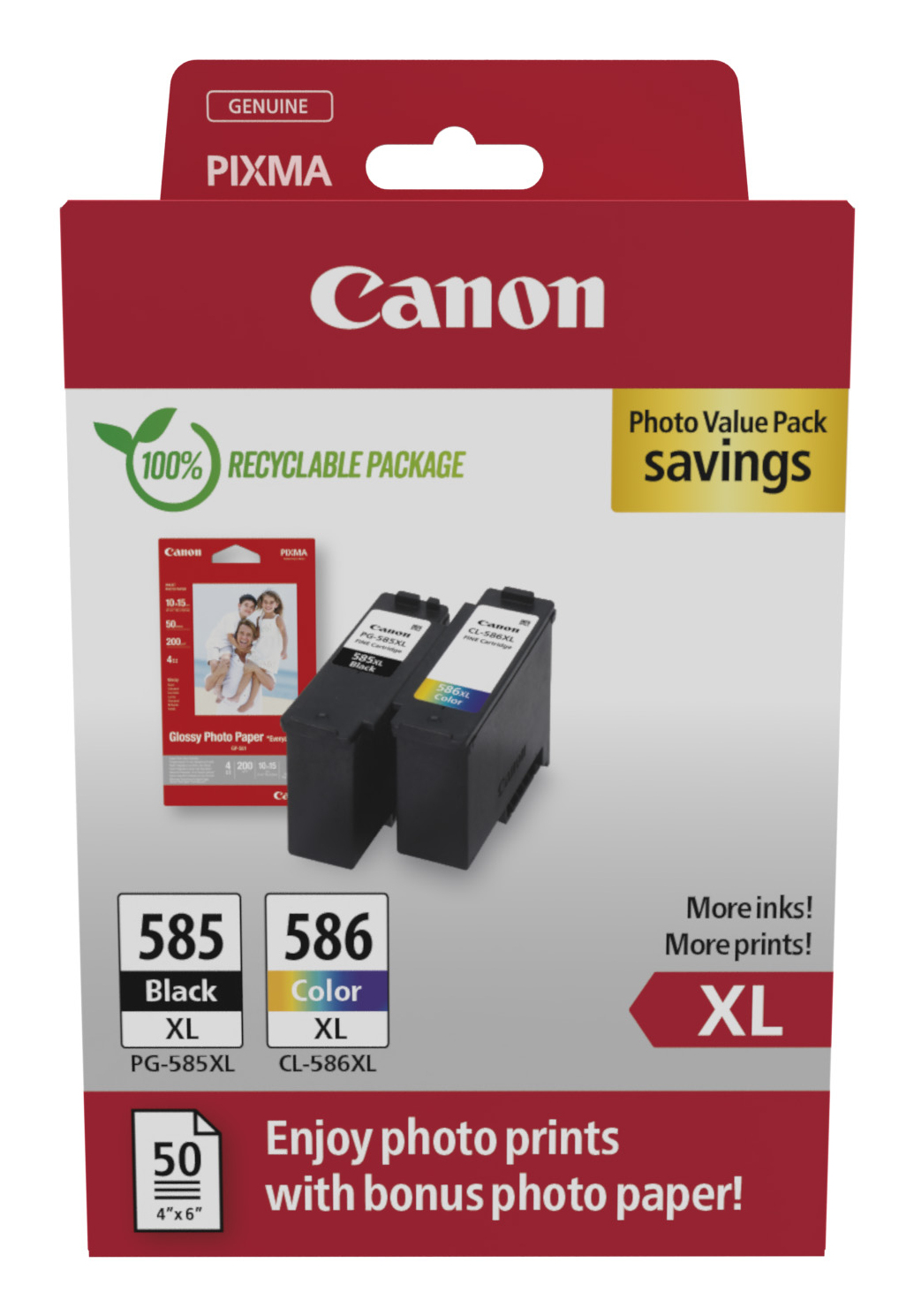 Canon PG-585XL/CL-586XL Photo Value Pack - 2er-Pack - Hohe Ergiebigkeit - Schwarz, Farbe (Cyan, Magenta, Gelb)