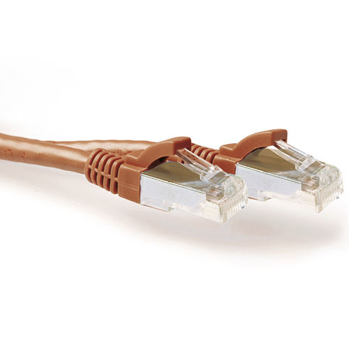 Brown 0.50 meter SFTP CAT6A patch cable snagless with RJ45 connectors