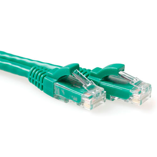 Green 0.5 meter U/UTP CAT6A patch cable snagless with RJ45 connectors