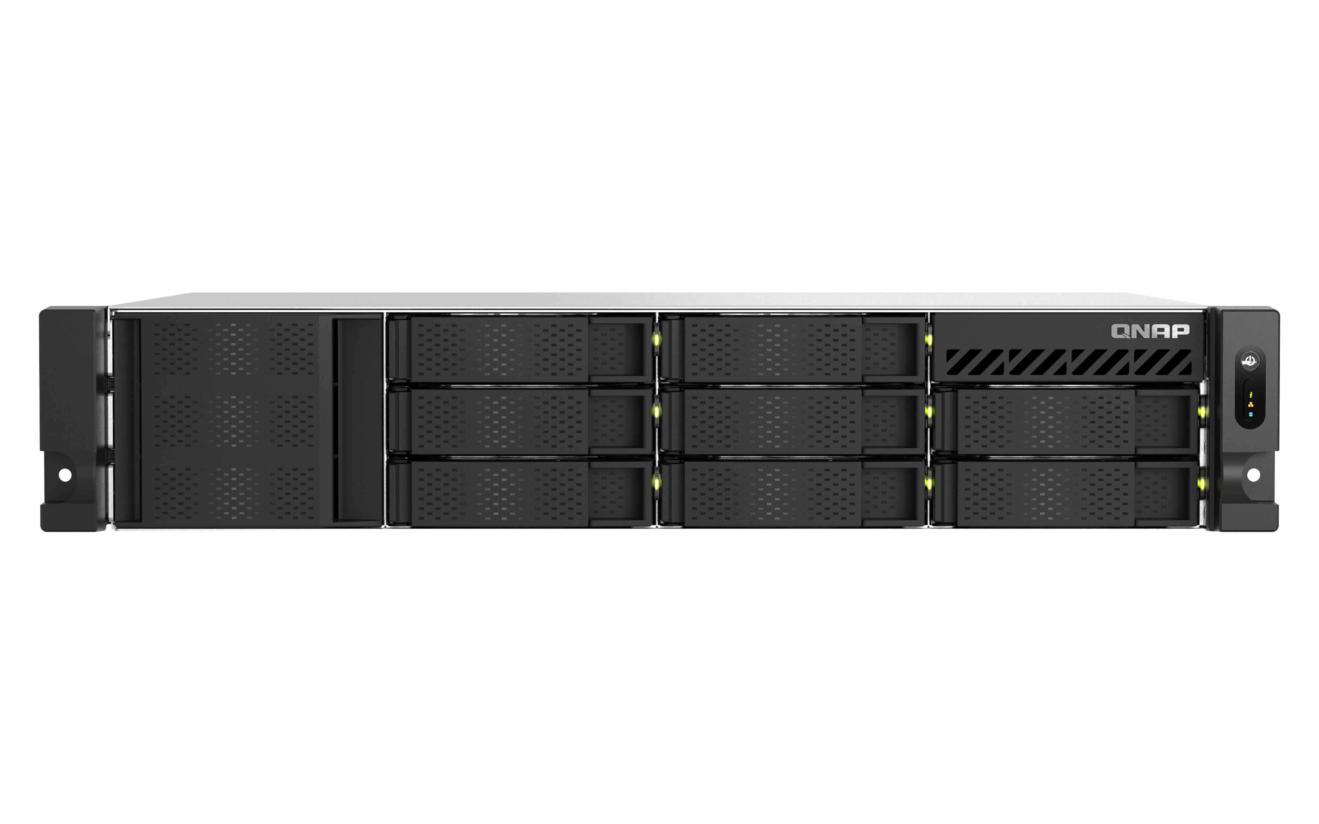QNAP TS-855eU-RP-8G 8-bay short depth rackmount NAS Intel Atom C5125 8C 2.8GHz 8GB RAM 2x2.5GbE 2xM.2 2280 2xPCIe Gen3 1x250W R PSU