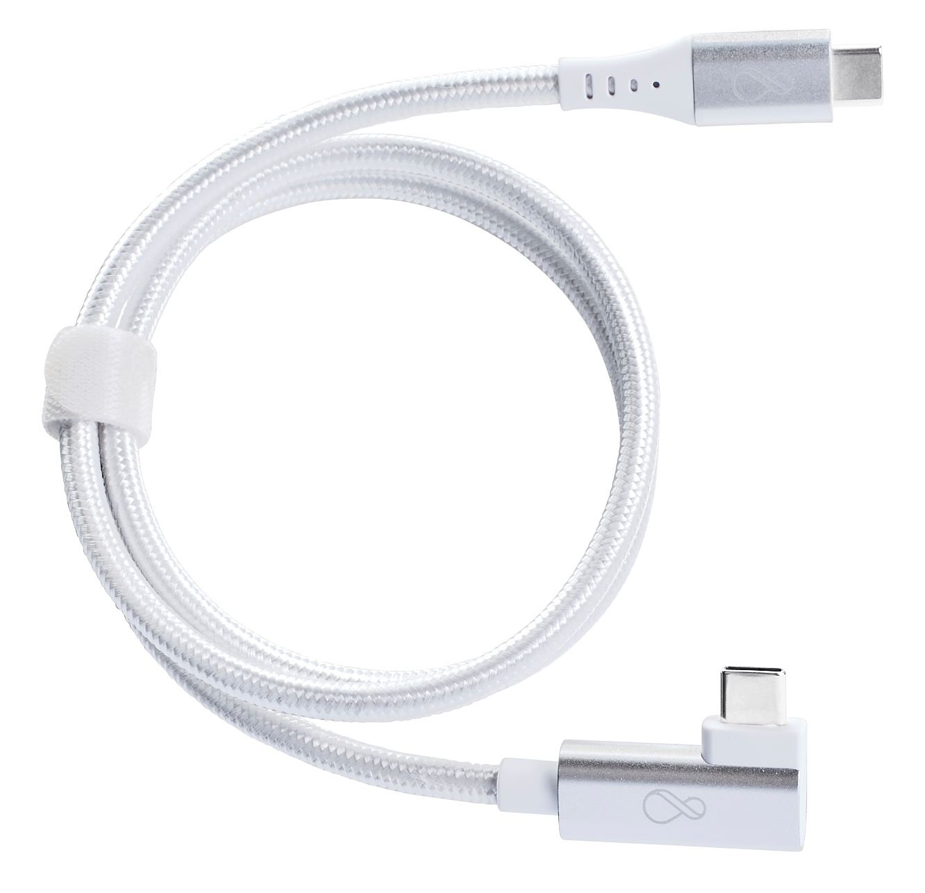 Ochno USB-C Cable | Angled | DP 1.4 Video Alt Mode | Male/Male | USB-C - USB-C | 3.2 Gen 2 | Braided | 0,7m | Hvit