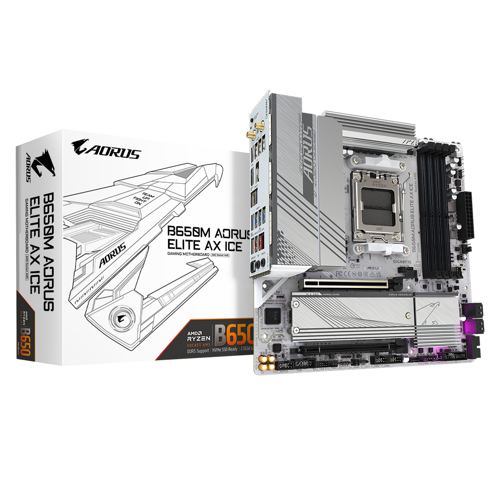 Gigabyte B650M AORUS ELITE AX ICE Micro-ATX Socket AM5 AMD B650