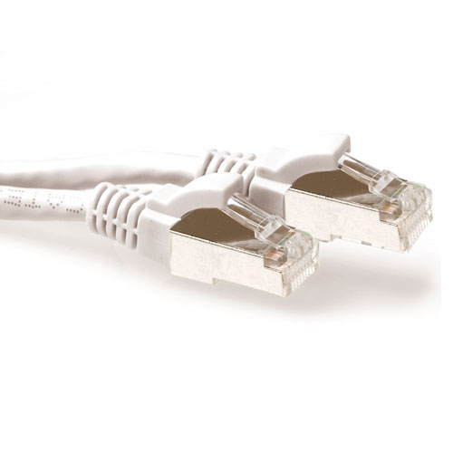 White 0.5 meter LSZH SFTP CAT6A patch cable snagless with RJ45 connectors