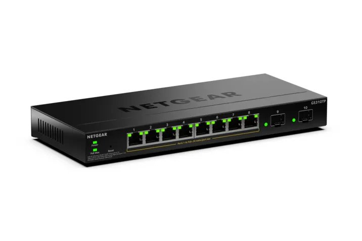 NETGEAR GS310TPv2 - Switch - 2+/L3 Lite - Smart - 8 x 10/100/1000 (PoE+) + 2 x SFP - Desktop, wandmontierbar - PoE+ (55 W)