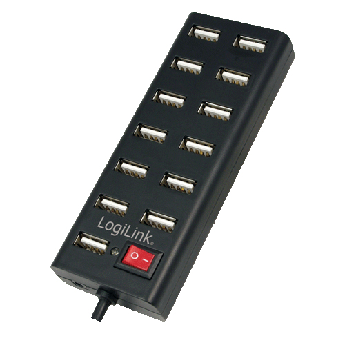 USB-HUB 13-Port m. Netzteil schwarz Kunststoff