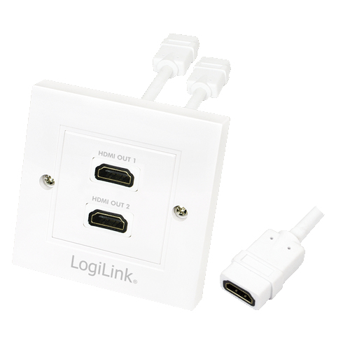 Logilink HDMI Adapter. wall socket. 2-port. white