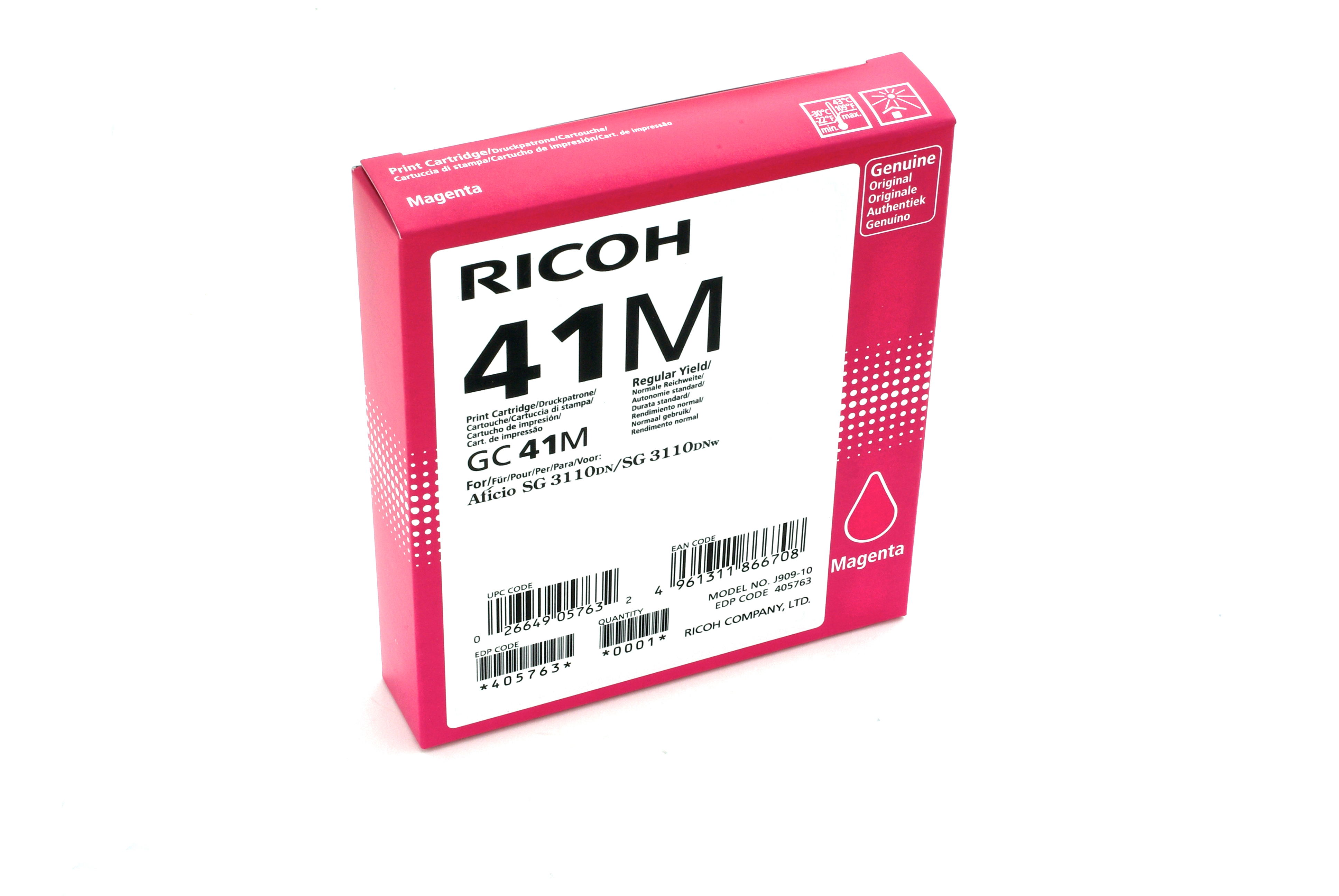 Ricoh Tinte 405763 magenta GC41M bis zu 2.200 Seiten ISO/IEC 24711