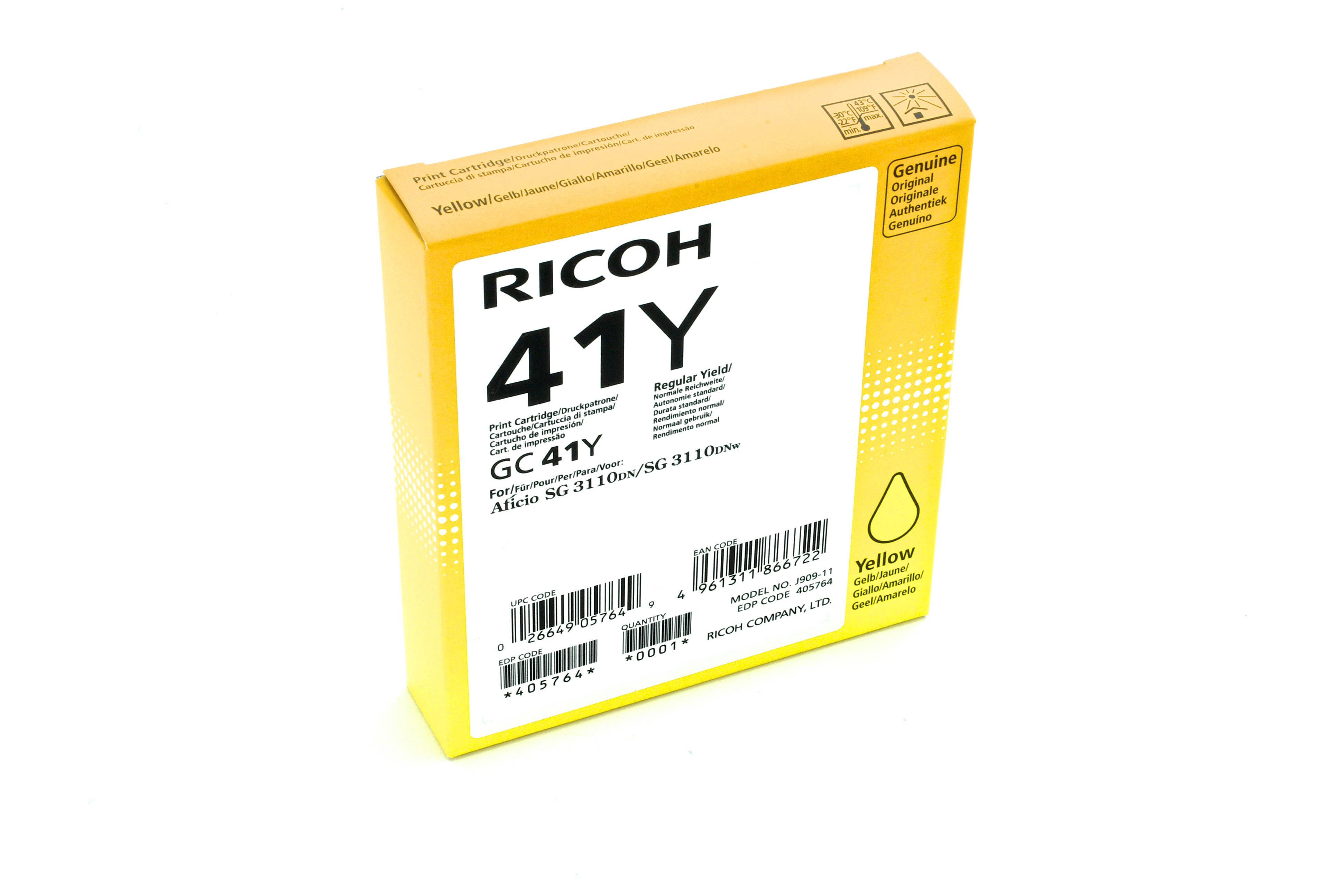 Ricoh Tinte 405764 gelb GC41Y bis zu 2.200 Seiten ISO/IEC 24711