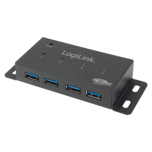 LogiLink USB 3.0 Hub, 4-port, metal,  incl. power supply USB 2.0  4-port incl powerAlu