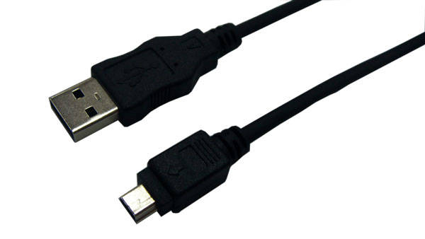 USB 2.0 cable, USB-A/M to Mini-USB/M, black, 3 m