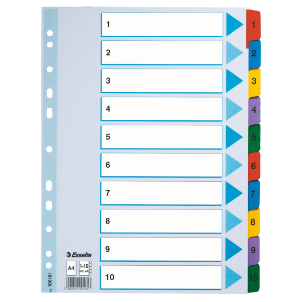 Esselte Mylar register karton A4 1-10