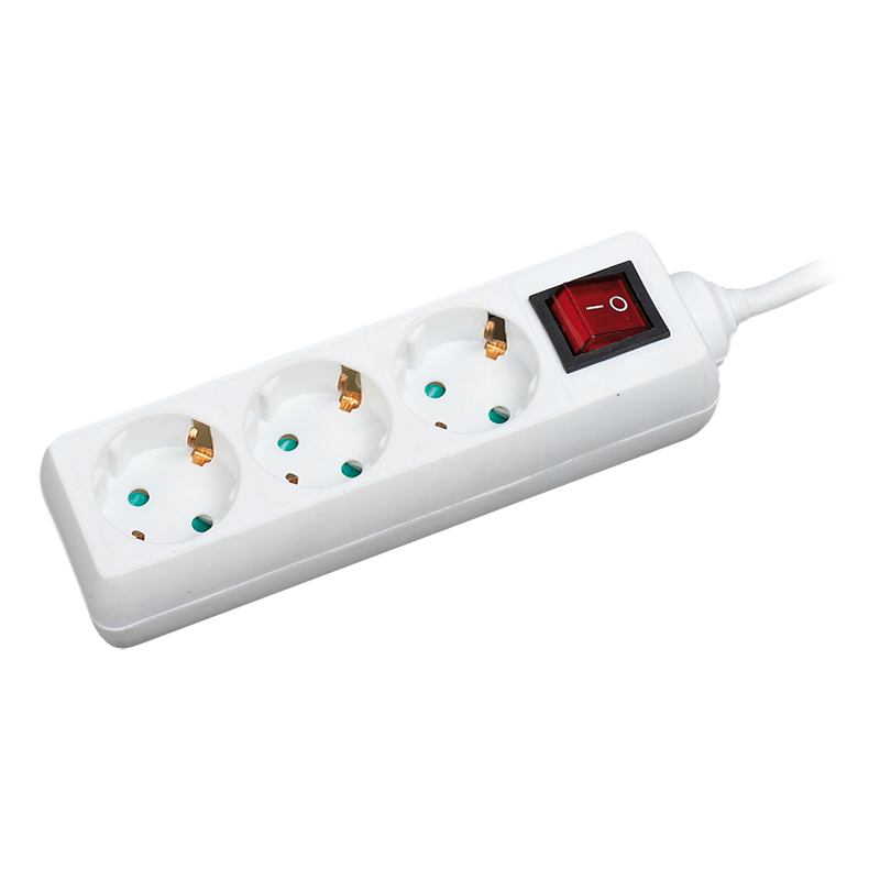Logilink Outlet Strip, 3 safety sockets, w/ switch, 1.5m, white