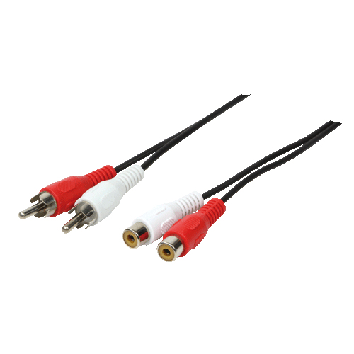 Logilink Audio cable, 2x RCA/M to 2x RCA/F, black, 5 m