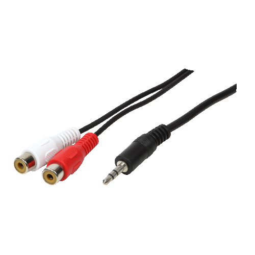Audio cable, 3.5 mm 3-pin/M to 2x RCA/F, black, 0.2 m