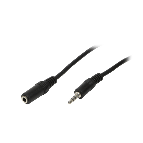 Audio cable, 3.5 mm 3-pin/M to 3.5 mm 3-pin/F, black, 10 m