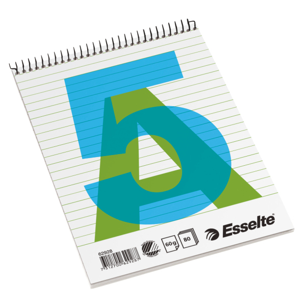 Esselte topspiralblok u/H A5 linieret