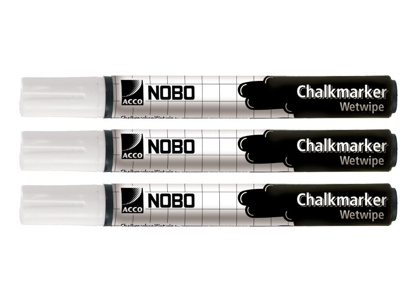 Nobo Chalkmaker - markør - hvid (pakke