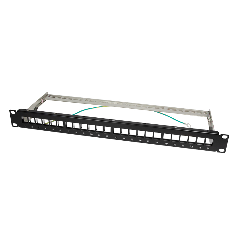 Patchpannel Keystone 24 Port 1 HE shielded, black LogiLink