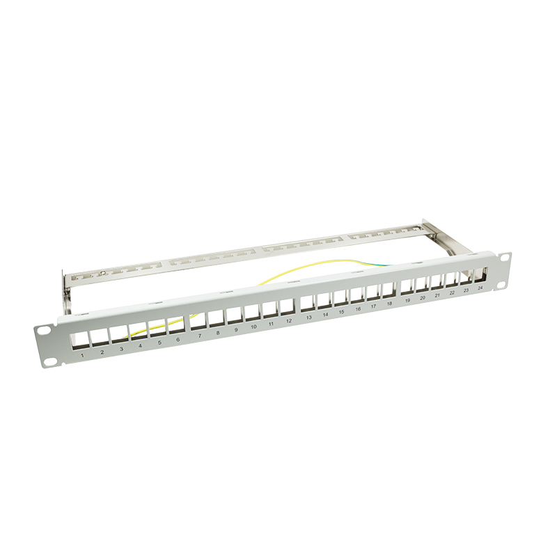 Patchpannel Keystone 24 Port 1 HE shielded. grey LogiLink