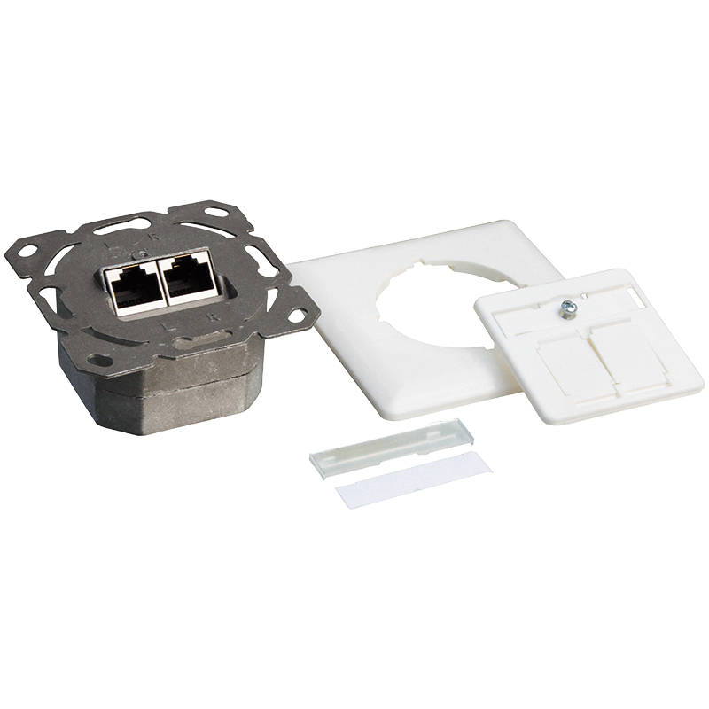 Logilink Cat.6 Wall Outlet 2xRJ45 STP horizontal, signal white