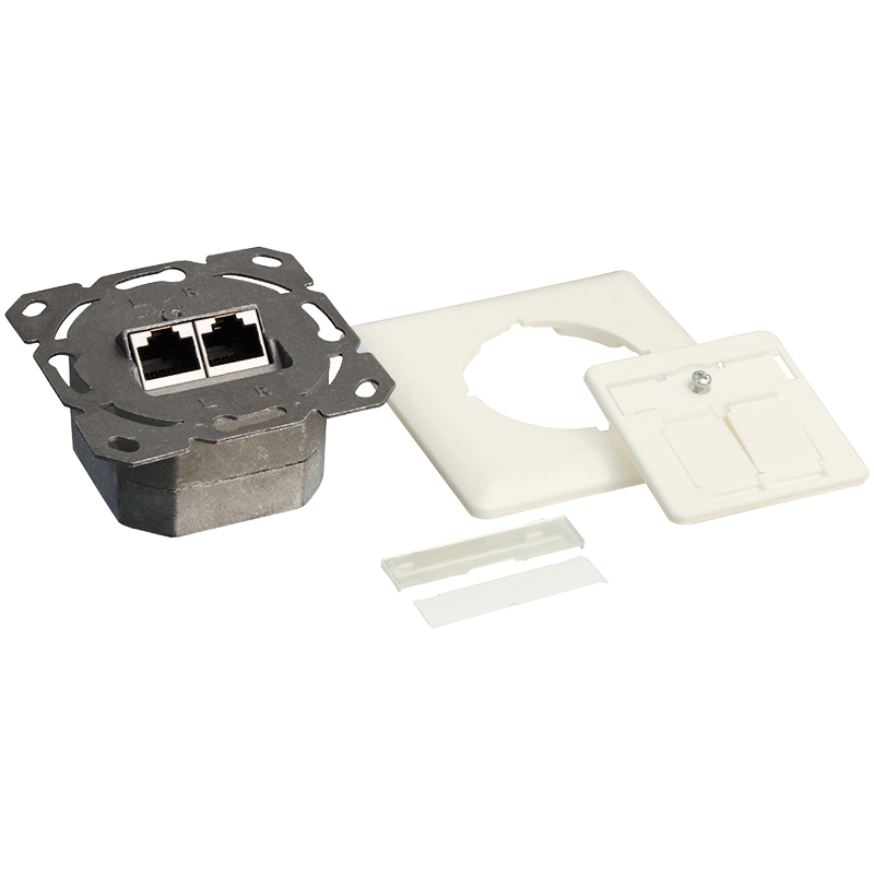 Logilink Cat.6A Wall Outlet 2xRJ45 STP, horizontal, pure white