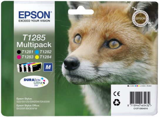 Epson T1285 Multipack Sort Gul Cyan Magenta Blæk C13T12854012