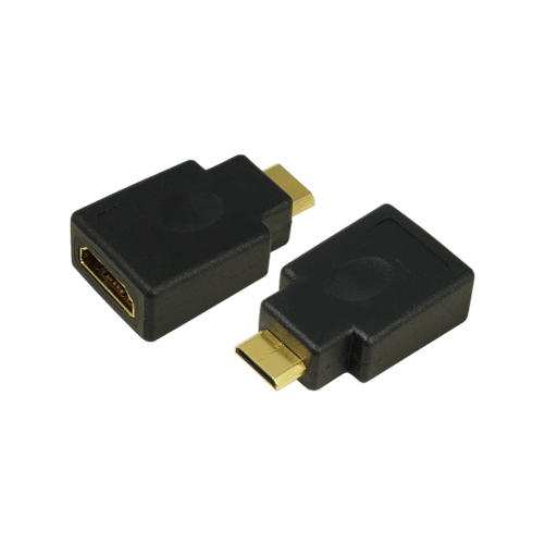LogiLink HDMI adapter, Mini-C/M to  A/F, 4K/30 Hz, black AH0009,  HDMI C, HDMI A, Male/Female, Black