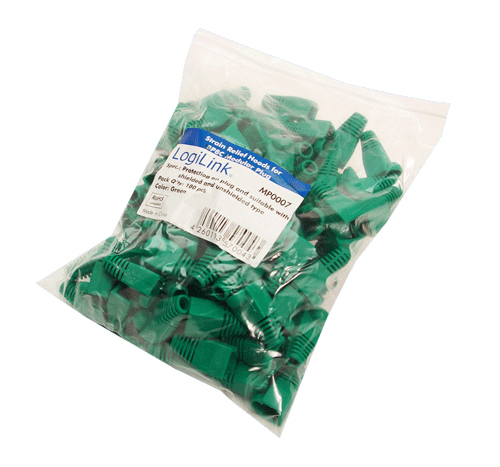 Logilink Modular RJ45 Plug Cable Boot 5.8mm green, 100 pcs.