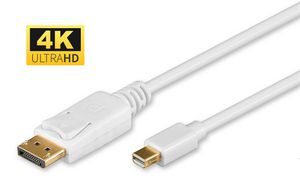 MicroConnect 4K Mini Displayport to  Displayport Cable 2m White,  gold plugs 4K*2K Connects an Apple Mac with a DisplayPort-compatible display