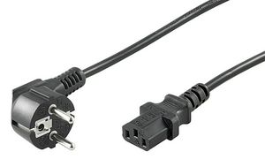 MicroConnect Power Cord 1m Black IEC320 Angled Schuko to C13 H05VV-F, 0,75mm3, max. current: 16A