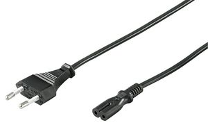 MicroConnect Power Cord Notebook 1.5m Black Black, 2.5A, 250V H05VV-F2x0.75mm2 CU, Male-Female