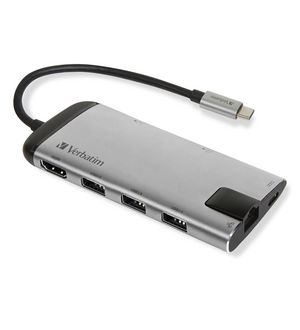 Verbatim USB-C ADAPTER USB 3.1 GEN  1/USB  3.0x3/HDMI/SDHC/MICROSDHC/RJ45 49142, USB 3.2 Gen 1 (3.1 Gen 1) Type-C, USB 3.2