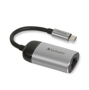 Verbatim USB-C TO GIGABIT ETHERNET  ADAPTER 10 cm cable 49146,  USB 3.2 Gen 1 (3.1 Gen 1) Type-C, RJ-45, 1000 Mbit/s, Black, Silver, Metal,