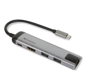 Verbatim USB-C ADAPTER USB 3.1 GEN  1/USB 3.0 x 2/HDMI/RJ45  49141, USB 3.2 Gen 1 (3.1 Gen 1) Type-C, USB 3.2 Gen 1 (3.1 Gen 1) Type-C, 1000