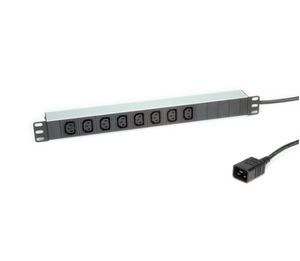 ROLINE 19-Zoll-Steckdosenleiste 8fach C13 + C20-Stecker, Aluminium, 2 m