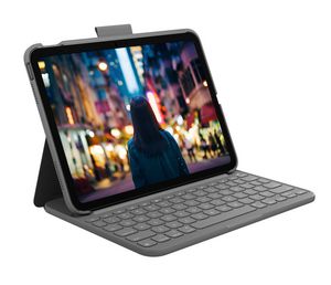 Logitech Slim Folio Bluetooth Tastatur und Schutzhülle iPad 10. 11. Generation grey QWERTZ DE