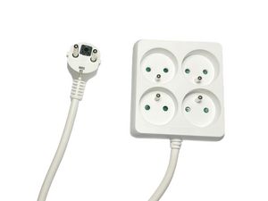 MicroConnect 4-way Power Strip Square  French Type E, 1.5m White