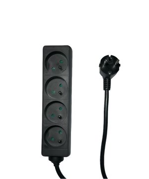 MicroConnect 4-way Power Strip French Type  E, 1.5m Black