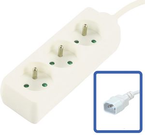 MicroConnect 3-way Power Strip French Type  E, DIRECT ATTACH TO UPS, 1.5m  White