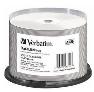 1x50 Verbatim DVD+R Double Layer 8x Speed 8,5GB thermal printable