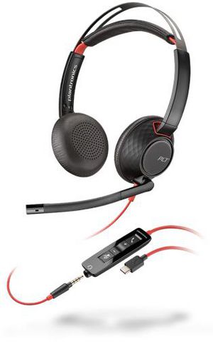 Poly Blackwire 5220 C5220 USB C re 5220, Headset, Head-band,  Calls/Music, Black, Red, Binaural, Button