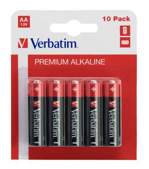 Verbatim ALKALINE BATTERY AA 10 PACK  BLISTER AA Alkaline  Batteries, Single-use battery, AA, Alkaline, 1.5 V, 10 pc(s), Black, Red