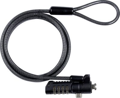 eSTUFF Security lock with 4-wheel  combination for K-Slot ?4.5mm  x 180cm Cut-resistant 7x7 twisted strand carbon steel, Black ?4.5mm x 180cm