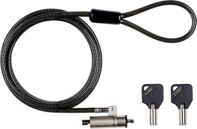 eSTUFF Security lock with keys for  Wedge Slot ?4.5mm x 180cm  Cut-resistant 7x7 twisted strand carbon steel, Black ?4.5mm x 180cm