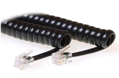MicroConnect RJ10-RJ10 1,5M M/M Black Coiled cable