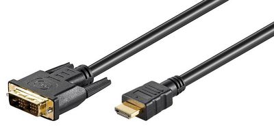 MicroConnect HDMI 19 - DVI-D 18+1 3m M-M Resolution : HDTV up to 1080p Gold-Plated Connectors