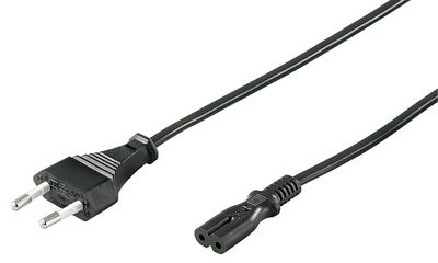 MicroConnect Power Cord Notebook 1.5m Black Black, 2.5A, 250V H05VV-F2x0.75mm2 CU, Male-Female