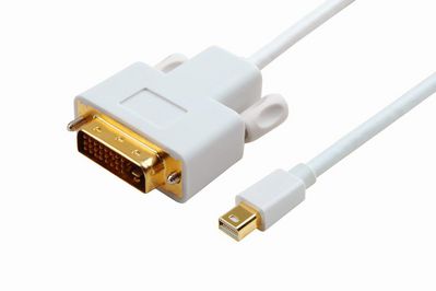 MicroConnect Mini DisplayPort to DVI-D  Cable 1m Dual Link 24+1,  Passive White, Gold plated, Resolution : 1920*1080p